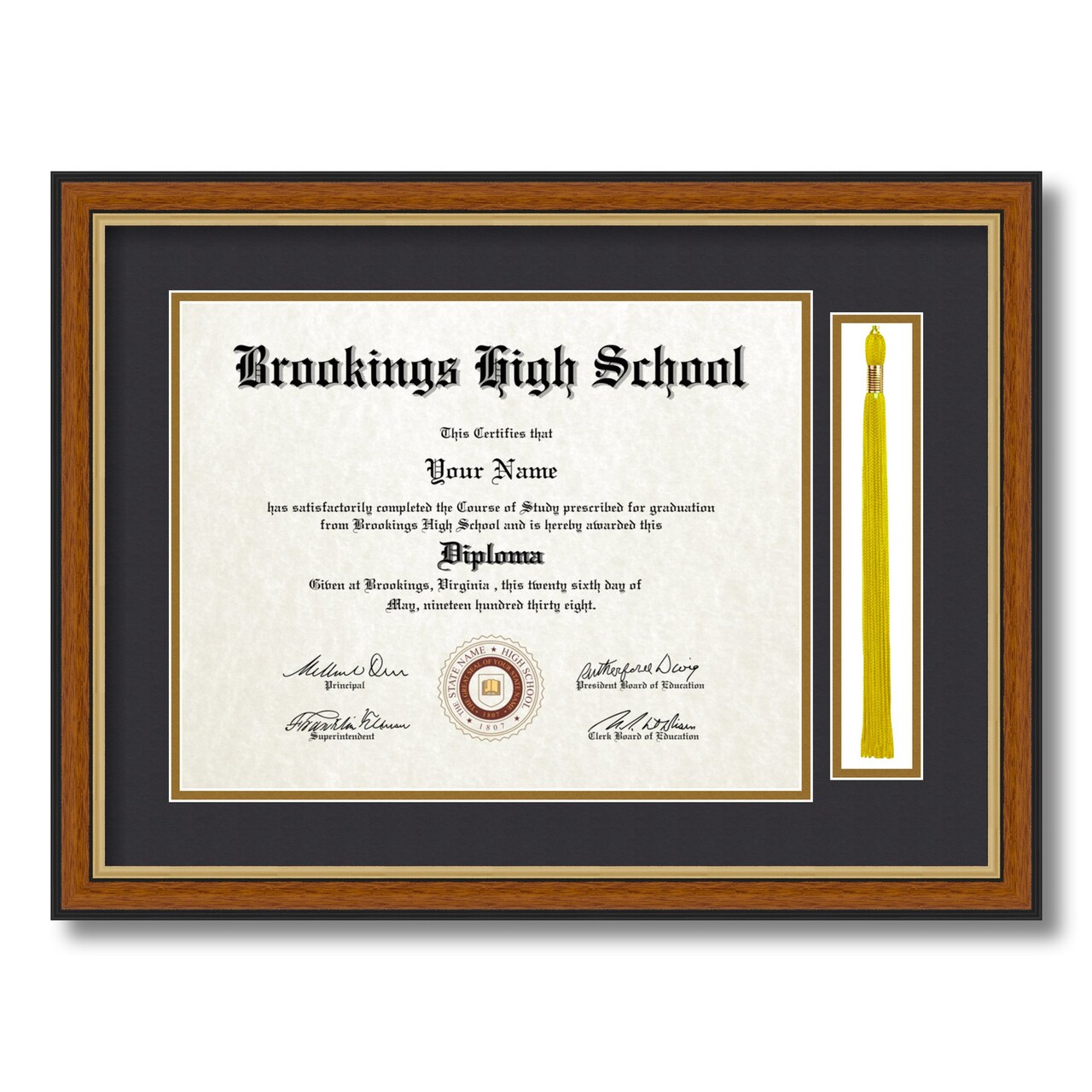 ArtToFrames 11x14 inch Diploma Frame with Tassel Opening - Framed with Black and Gold Mats, Comes with Regular Acrylic and Sawtooth Hanger for Wall Hanging (DT-11x14)
